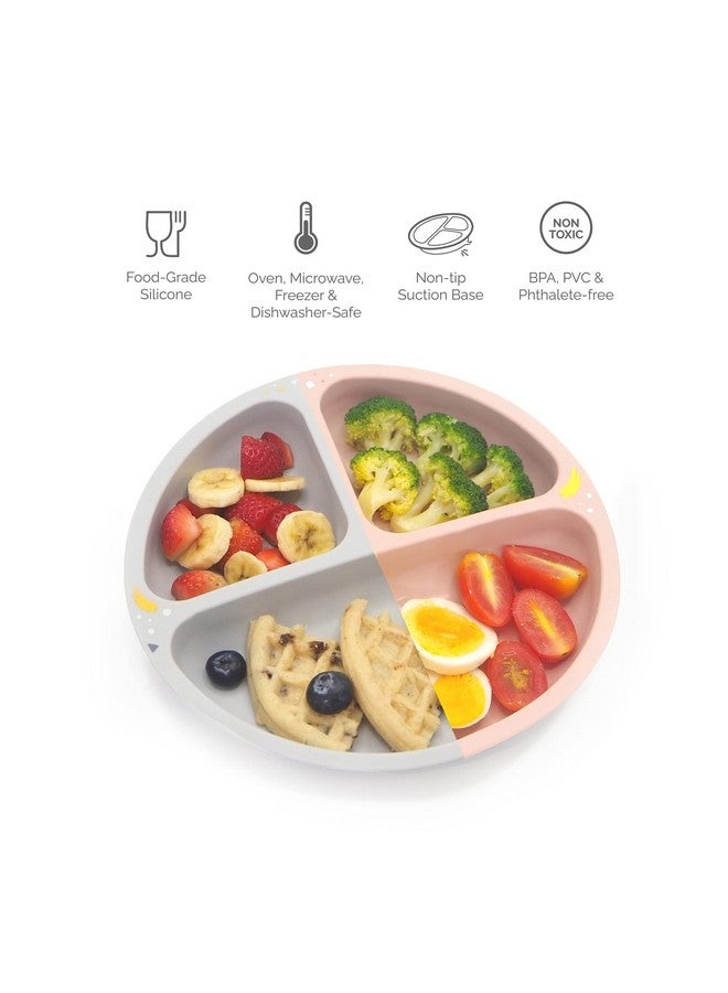 ORIBEL Silicone Baby Feeding Set| 3 Count| Self Feeding Utensils Set with Suction Plate and a Set of Baby Spoon| Easy to Clean| Dishwasher Safe (Earl Grey) - Image 4