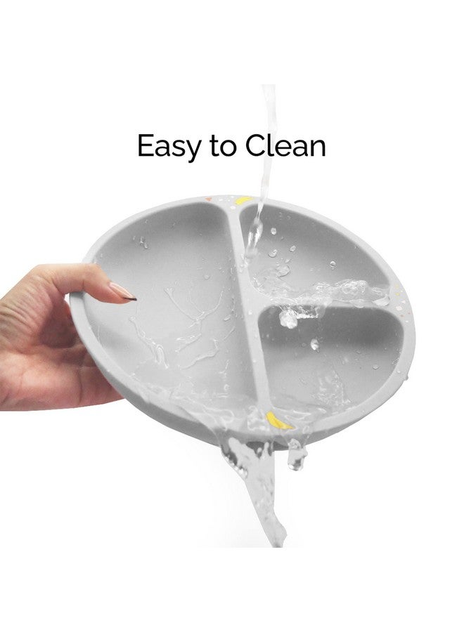 ORIBEL Silicone Baby Feeding Set| 3 Count| Self Feeding Utensils Set with Suction Plate and a Set of Baby Spoon| Easy to Clean| Dishwasher Safe (Earl Grey) - Image 1
