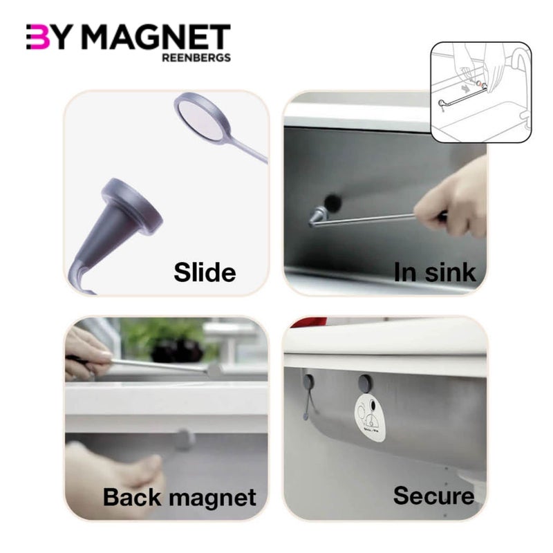 REENBERGS Magnetic Dish Cloth Rail Inside Sink Danish Design Made in Denmark (Strong Magnets for Corian/Granite Sink, Stainless Steel) - Image 1