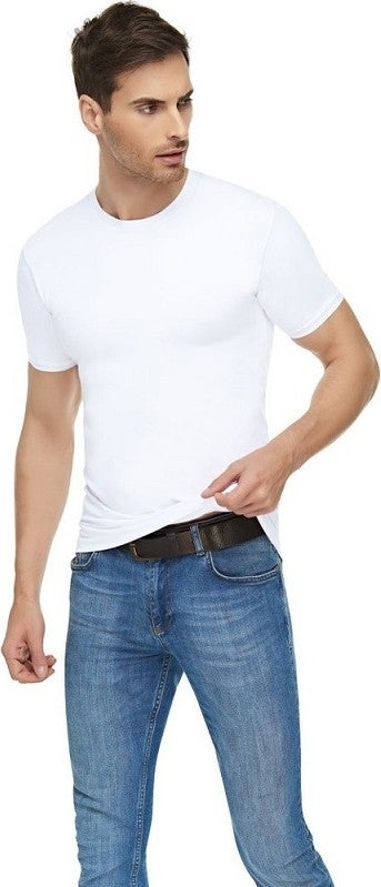 Tutku Elit Tutkuelit Men's 6-Piece Lycra Crew Neck Half Sleeve Sports Undershirt White