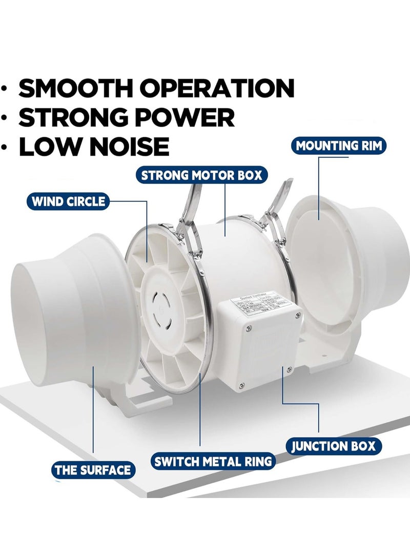 إس كولور مروحة مجاري الهواء 6 بوصة ، مروحة عادم تهوية مدمجة ، مروحة هواء عالية الكفاءة بمعدل 317 CFM لحمام التهوية والمطبخ وخيمة النمو والزراعة المائية وطابعة ثلاثية الأبعاد. - Image 3