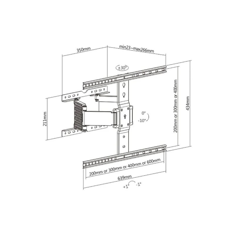 BEETEC Double Arms Swivel TV Wall Mount for 37"-80" LED & LCD Flat Panel TVs up to 50 kg/110 lbs, and VESA up to 600x400, Full Motion, Ultra Slim Design, Black - TF-LF850 - Image 3