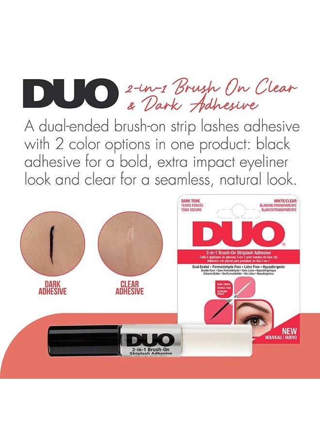 DUO 2-in-1 Brush On Clear & Dark Eyelash Glue – Dual-Ended False Lash Adhesive for Strip Lashes, Long Lasting Lash Glue, 0.18 oz, 1 Pack - Image 2