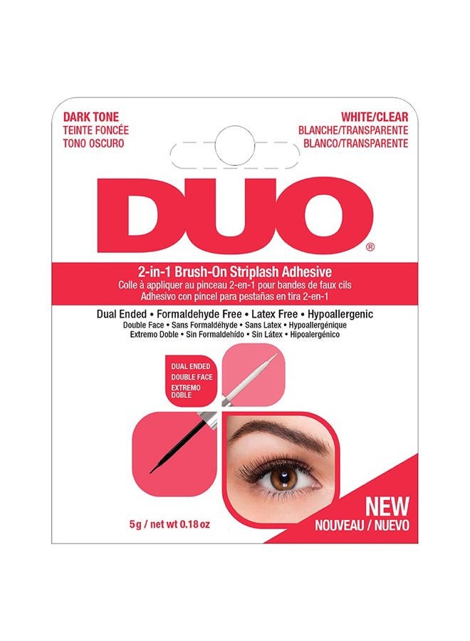 DUO 2-in-1 Brush On Clear & Dark Eyelash Glue – Dual-Ended False Lash Adhesive for Strip Lashes, Long Lasting Lash Glue, 0.18 oz, 1 Pack - Image 1