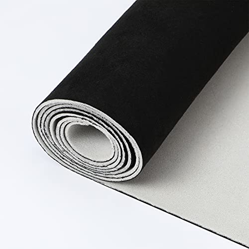 Tatuo Black Suede Headliner Fabric with Foam Backing 48" Wx60 L Upholstery Black Interior Replacement Material for Car Suede Fabric Automotive Home Repair DIY Roof Replacement Tube Packaging - Image 1
