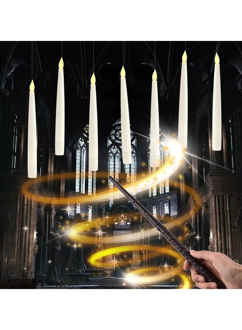 NIBEMINENT Flameless Taper 𝐅𝐥𝐨𝐚𝐭𝐢𝐧𝐠 𝐂𝐚𝐧𝐝𝐥𝐞𝐬，10/12/20 PCs Magic Hanging Candles with Magic Wand Remote，3D Wick LED Taper Candles Battery Operated for Wedding, Halloween, Birthday Party  - Image 1