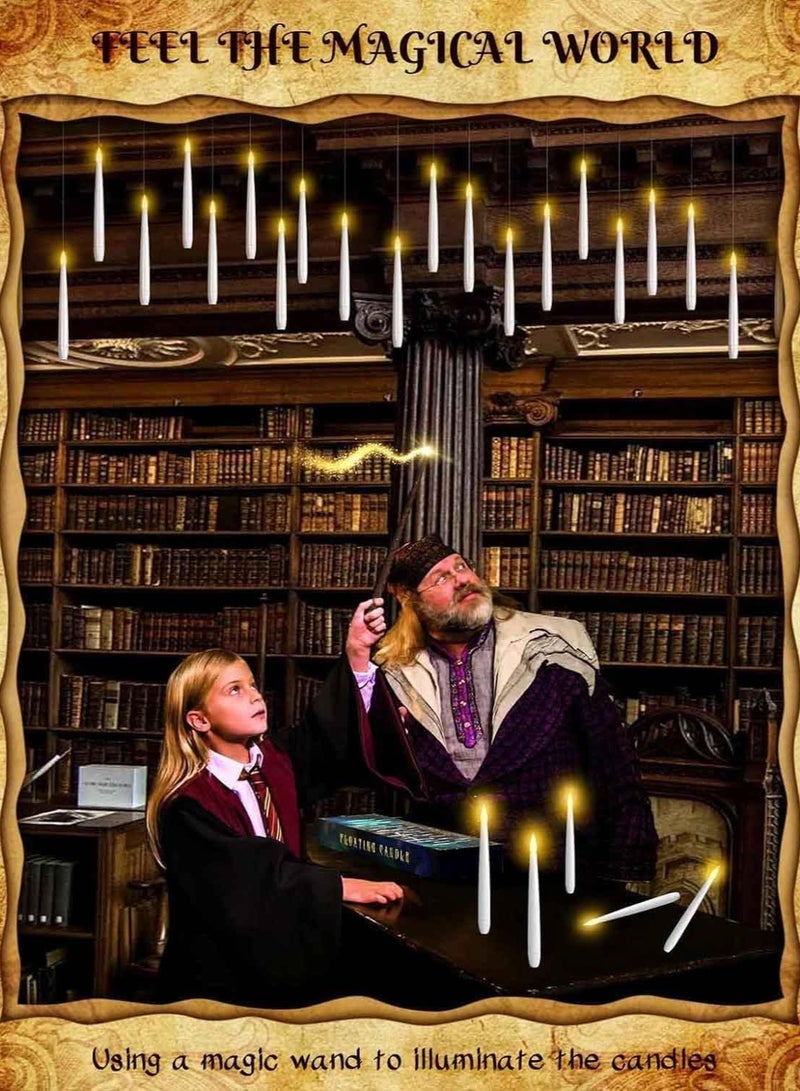 NIBEMINENT Flameless Taper 𝐅𝐥𝐨𝐚𝐭𝐢𝐧𝐠 𝐂𝐚𝐧𝐝𝐥𝐞𝐬，10/12/20 PCs Magic Hanging Candles with Magic Wand Remote，3D Wick LED Taper Candles Battery Operated for Wedding, Halloween, Birthday Party  - Image 2