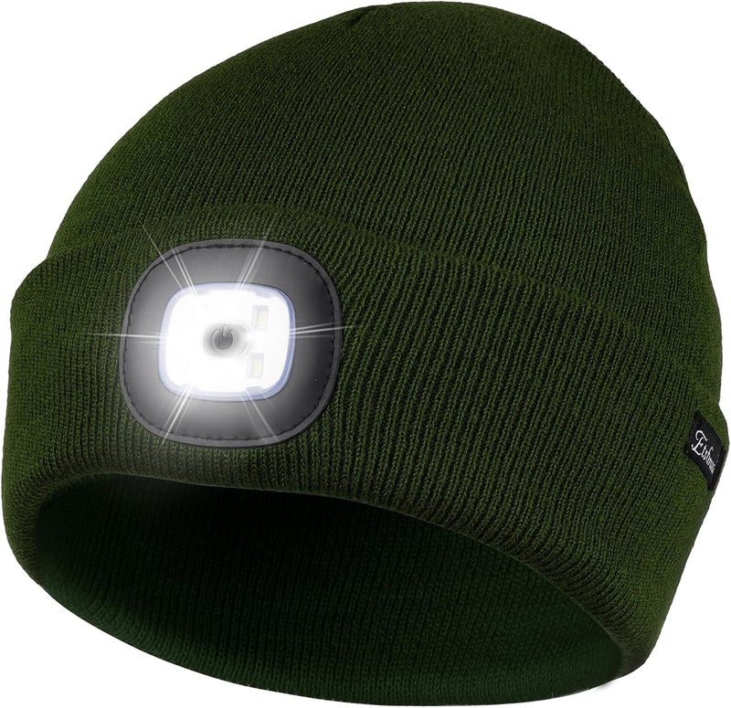Etsfmoa Store Unisex Beanie with The Light Gifts for Men Dad Father USB Rechargeable Caps - Image 1