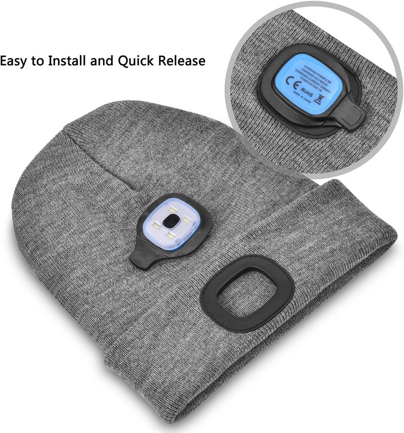 Etsfmoa Store Unisex Beanie with The Light Gifts for Men Dad Father USB Rechargeable Caps - Image 2