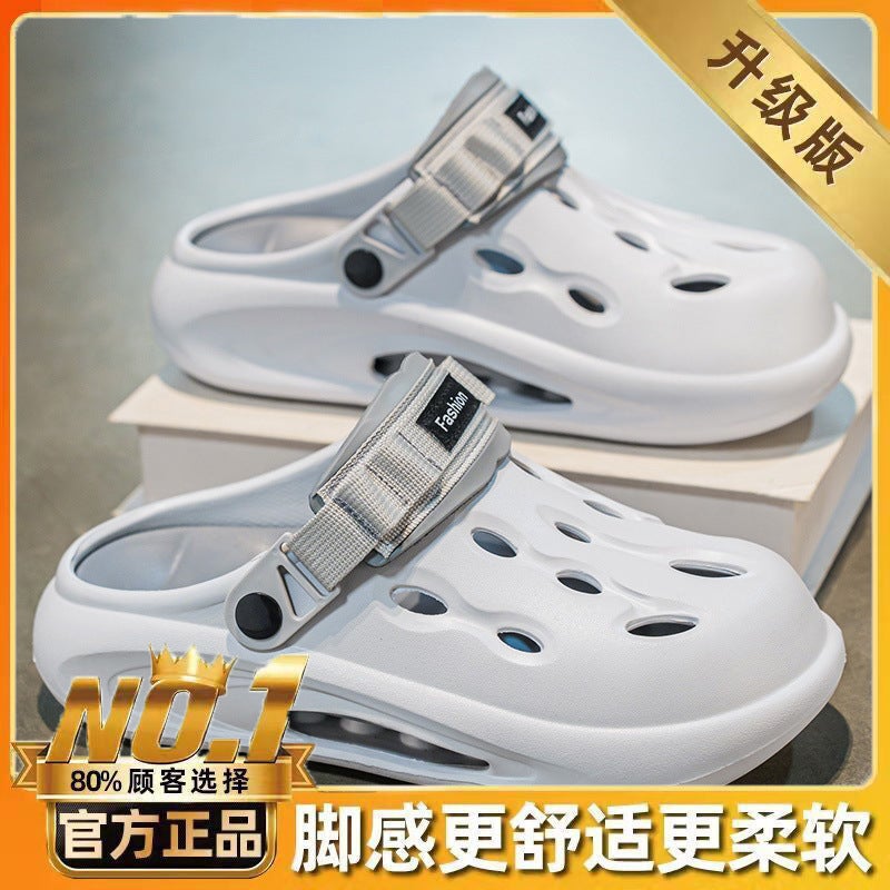 Croc Shoes Men'S Trendy Summer Outer Wear Thick-Soled Non-Slip Beach Sandals For Boys Large Size Toe-Cap Sports Slippers - Image 1