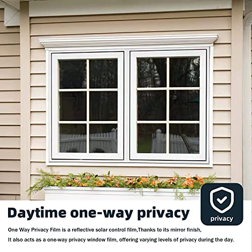 HOME13 Window Film Self Adheisve Daytime Privacy Window Sun Blocking Heat Control Window Glass Film for Home/Office (20X52 Inch, Silver Black Window Film)-Static Cling - Image 2