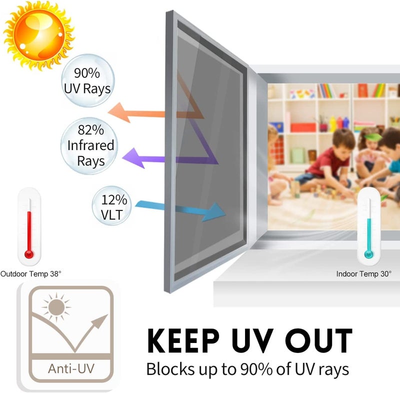 HOME13 Window Film Self Adheisve Daytime Privacy Window Sun Blocking Heat Control Window Glass Film for Home/Office (20X52 Inch, Silver Black Window Film)-Static Cling - Image 4
