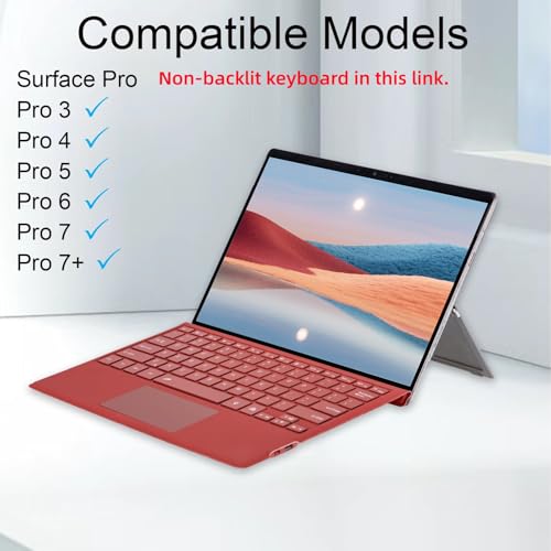 Zoof Type Cover for Microsoft Surface Pro 7+ / Pro 7/6 / 5/4 / 3, 12.3 inch, Ultra-Slim Wireless Bluetooth Tablet Keyboard with Multi Touchpad (Red) - Image 2