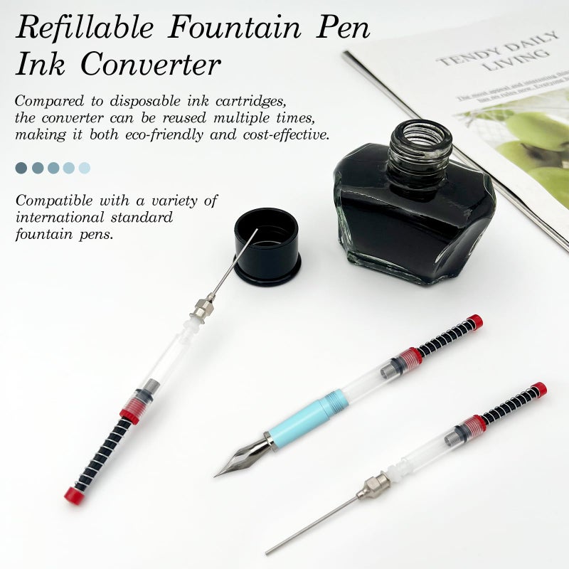 Ceemiaa 5-Pack Fountain Pen Ink Syringe Fillers â€“ Spring Converter with Removable Blunt Needle Tip for 3.4mm Fountain Pen Converters - Image 4
