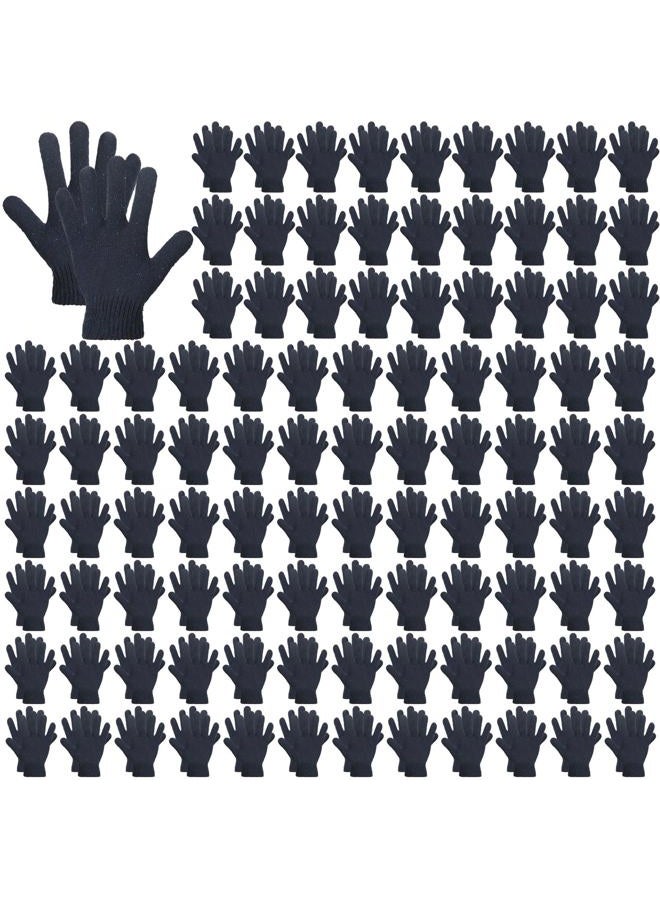 Twistover 150 Pairs Warm Winter Gloves Bulk Knit Gloves Adult Stretch Gloves for Women Men's Cold Weather Gloves Unisex (Navy Blue) - Image 1