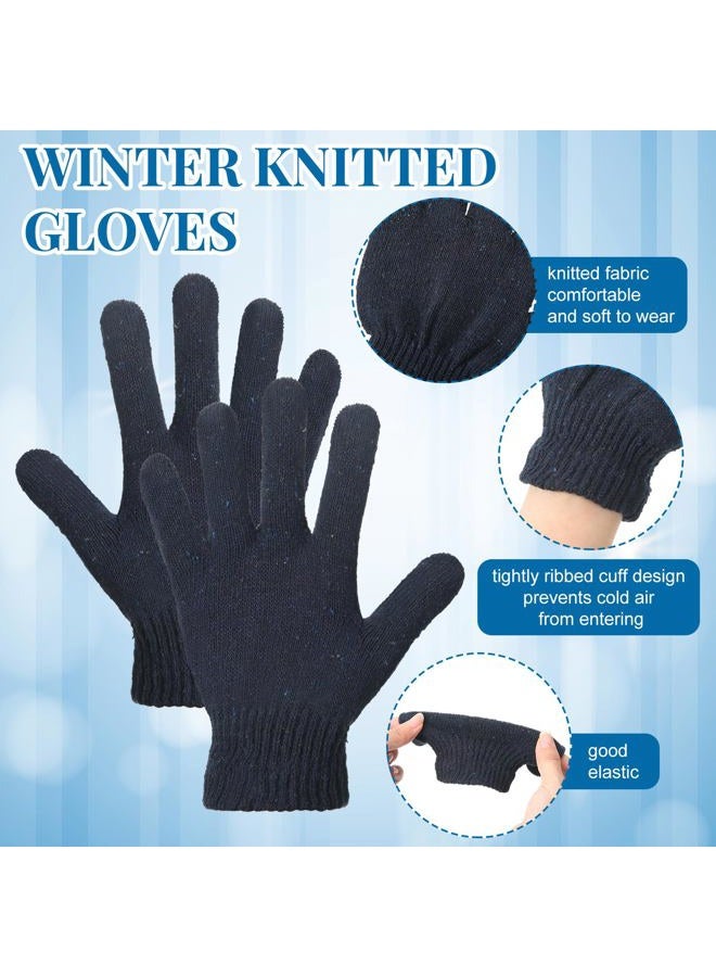 Twistover 150 Pairs Warm Winter Gloves Bulk Knit Gloves Adult Stretch Gloves for Women Men's Cold Weather Gloves Unisex (Navy Blue) - Image 4