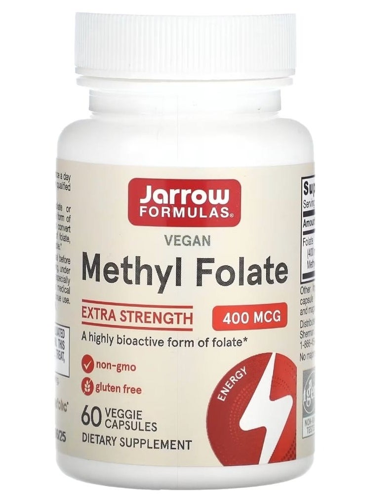 jarrow formulas Methyl Folate,Extra Strength, 400 mcg, 60 Veggie Capsules 