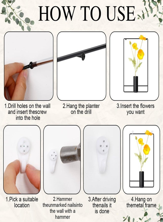 روموا حامل نباتات معدني جداري من قطعتين من روموا، أسود اللون، مع 6 خطافات تعليق غير مرئية، مناسب للاستخدام الداخلي والخارجي، في المنزل والمكتب والحديقة. - Image 3