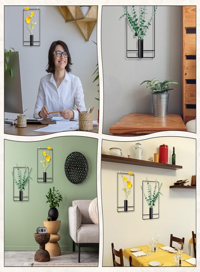 روموا حامل نباتات معدني جداري من قطعتين من روموا، أسود اللون، مع 6 خطافات تعليق غير مرئية، مناسب للاستخدام الداخلي والخارجي، في المنزل والمكتب والحديقة. - Image 5