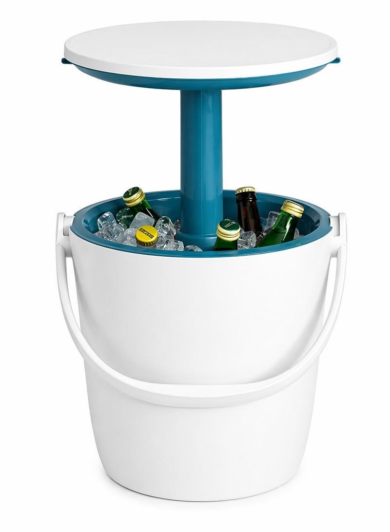 Keter Cooler GoBar White 2-in-1 Picnic Beverage Cooler & Weather-Resistant Serving Table – Double-Wall Outdoor Drink Cooler With Convertible Table - Image 1