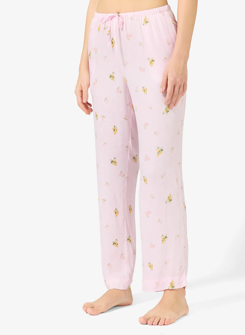 hunkemoller Printed satin high waist nightwear pants