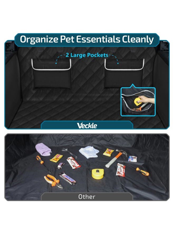 Veckle SUV Cargo Liner for Dogs, Water Resistant Dog Trunk Cover with Side Flap Protector 2 Large Pockets Pet Seat Cover for SUV Sedans Vans with Bumper Flap, Non-Slip, Large Universal Fit, Black  - Image 3