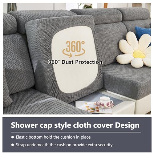 Yoovat Magic Sofa Covers Magic Sofa Couch Covers 2024 New Wear-Resistant Universal Sofa Cover Stretch for Sectional Slipcovers (Texture-Gray,Back Cover L) - Image 5