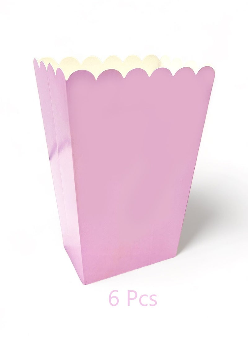 Party Time 6Pcs Popcorn Box Set Light Pink Color for Birthdays Anniversaries Party Favors Supplies - Image 1