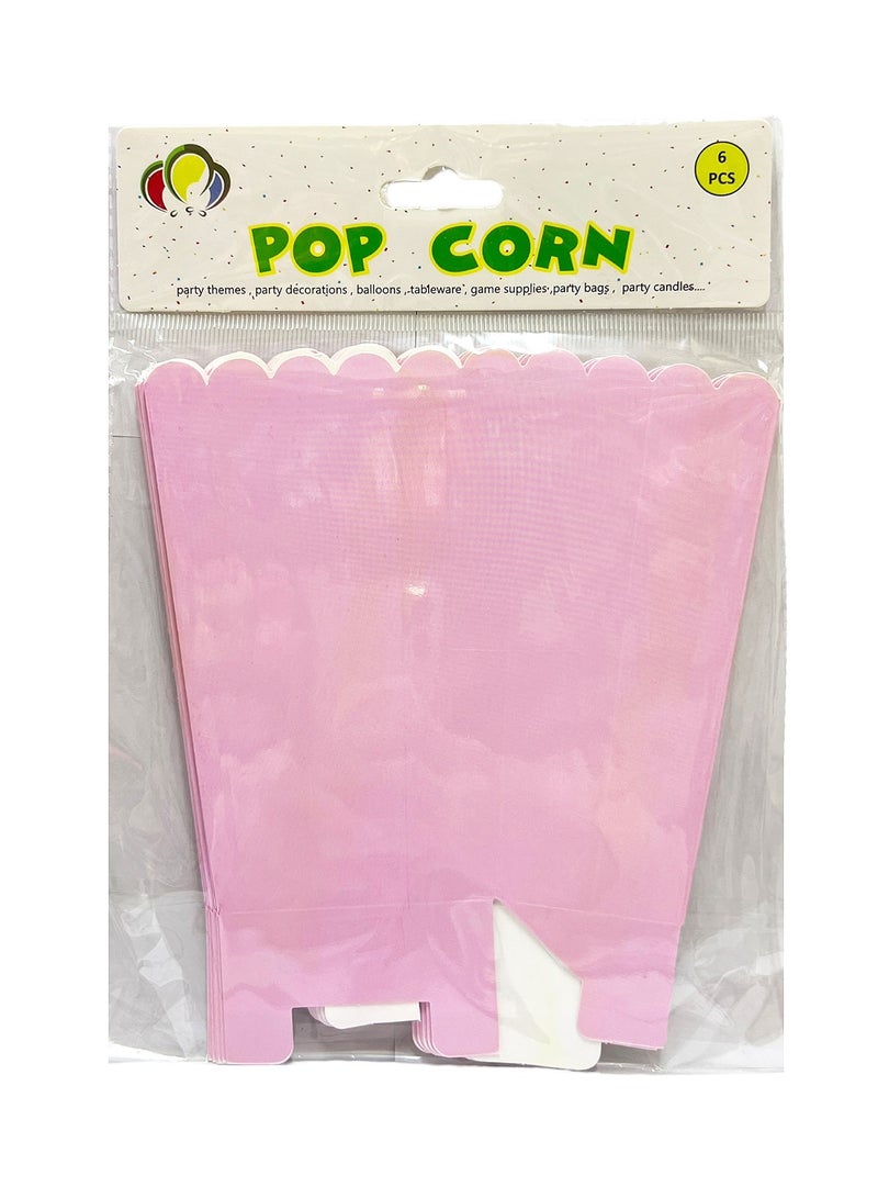 Party Time 6Pcs Popcorn Box Set Light Pink Color for Birthdays Anniversaries Party Favors Supplies - Image 2