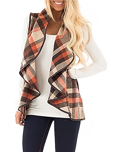 Unidear Womens Lightweight Sleeveless Jacket Vest Open Front Outerwear Coats with Pockets Brown XL - Image 2