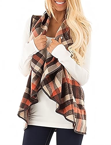 Unidear Womens Lightweight Sleeveless Jacket Vest Open Front Outerwear Coats with Pockets Brown XL - Image 1