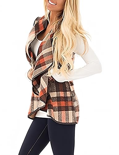Unidear Womens Lightweight Sleeveless Jacket Vest Open Front Outerwear Coats with Pockets Brown XL - Image 3