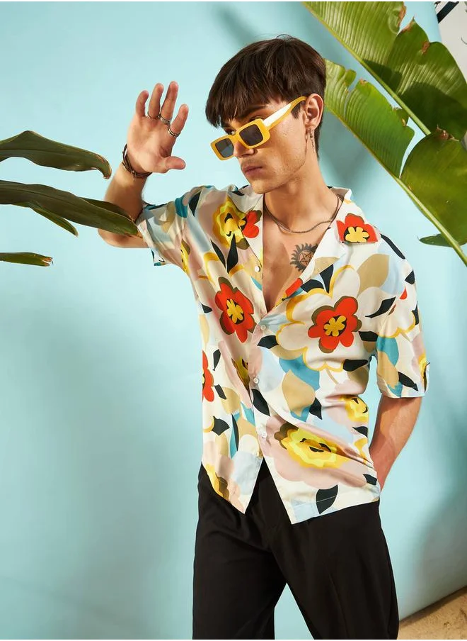 ماسكلن ساسافراس Floral Print Relaxed Fit Shirt by Styli