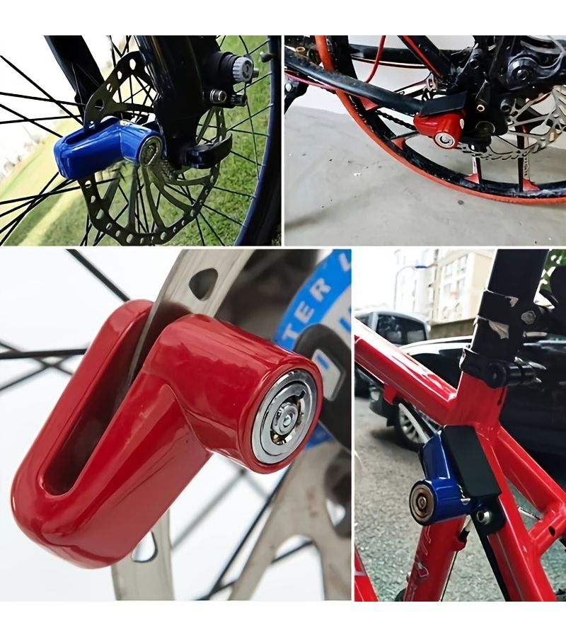 Blue Disc Brake Lock Portable Anti Theft Mountain Bicycle Lock With Reminder Rope - Image 4