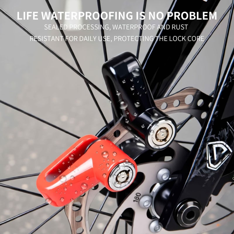 Blue Disc Brake Lock Portable Anti Theft Mountain Bicycle Lock With Reminder Rope - Image 2