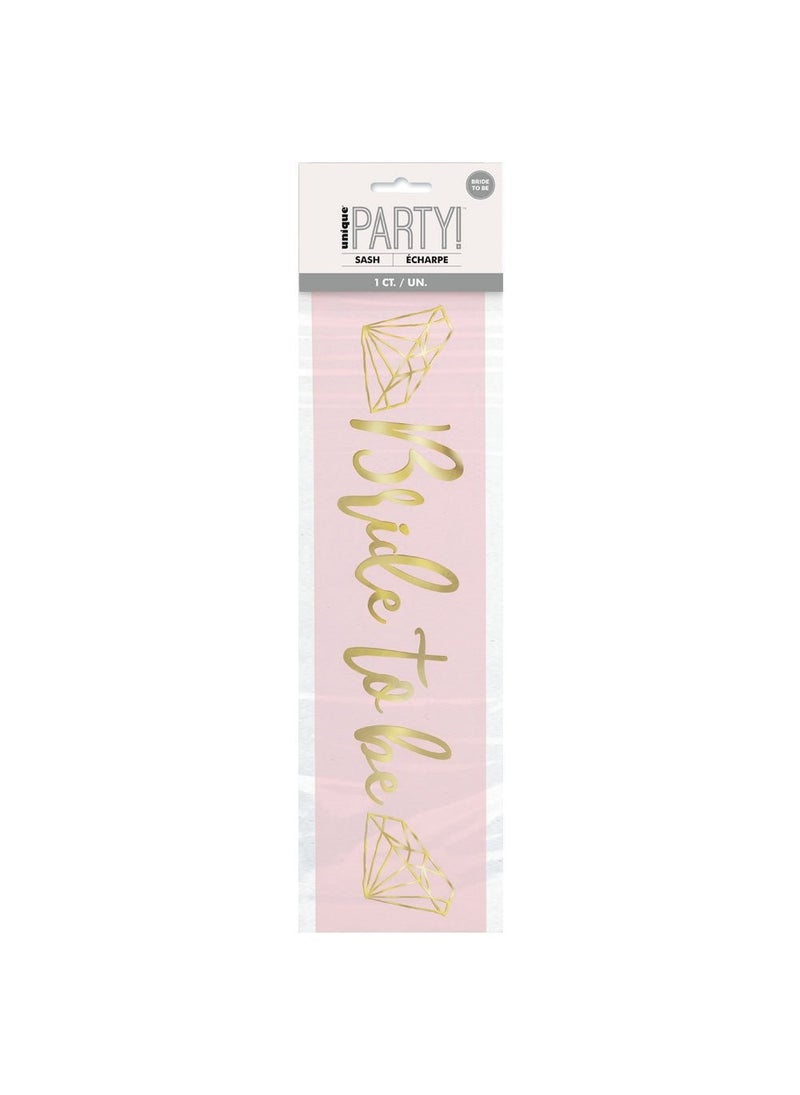 Unique Bride To Be Sash Pink Gold Metallic Polyester Adult - Image 2