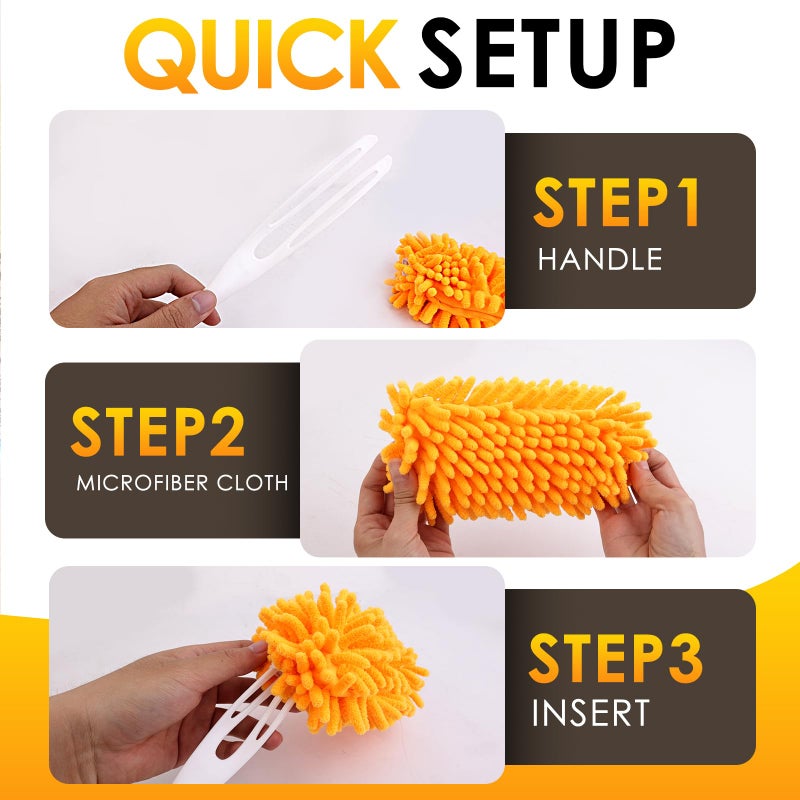 Redones Dusters for Swiffer - Reusable Duster Refill Compatible with Swiffer Hand Duster(8 Pack+1Handle), 360 Heavy Duty Dusters Refills - Image 4