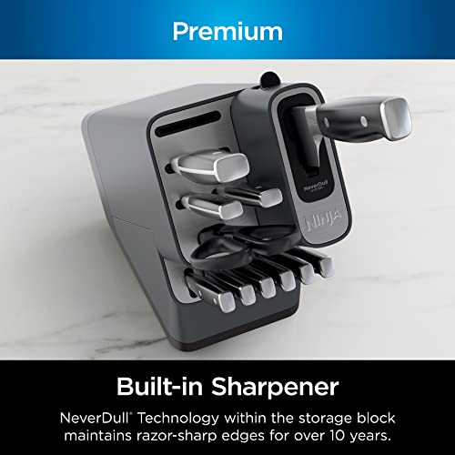 Ninja نظام سكاكين نينجا K32009 فودي نيفر دال، مجموعة سكاكين 9 قطع مع شارب مدمج، سكاكين من الفولاذ المقاوم للصدأ الألماني، أسود - Image 4