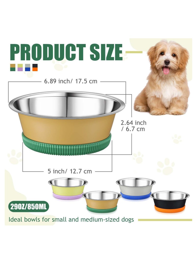 KASTWAVE 8 Pack Stainless Steel Metal Dog Bowls Non Slip Cat Bowls Dogs Feeding Bowls Food Water Bowls with Non Slip Silicone Bottom Metal Basic Bowls Thickened for Medium Large Dogs Cats Easy to Clean  - Image 3