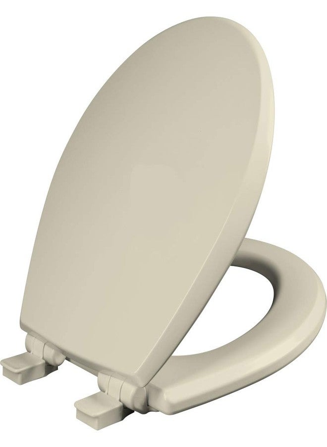 Mayfair Cassel Slow Close Toilet Seat, Easy Clean, Non Slip Premium Wood Seat, Easy Install, Made in USA, Round, Bone - Image 1