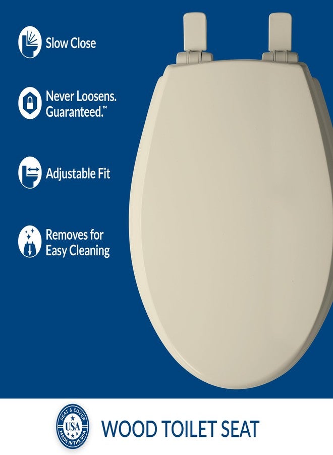 Mayfair Cassel Slow Close Toilet Seat, Easy Clean, Non Slip Premium Wood Seat, Easy Install, Made in USA, Round, Bone - Image 2