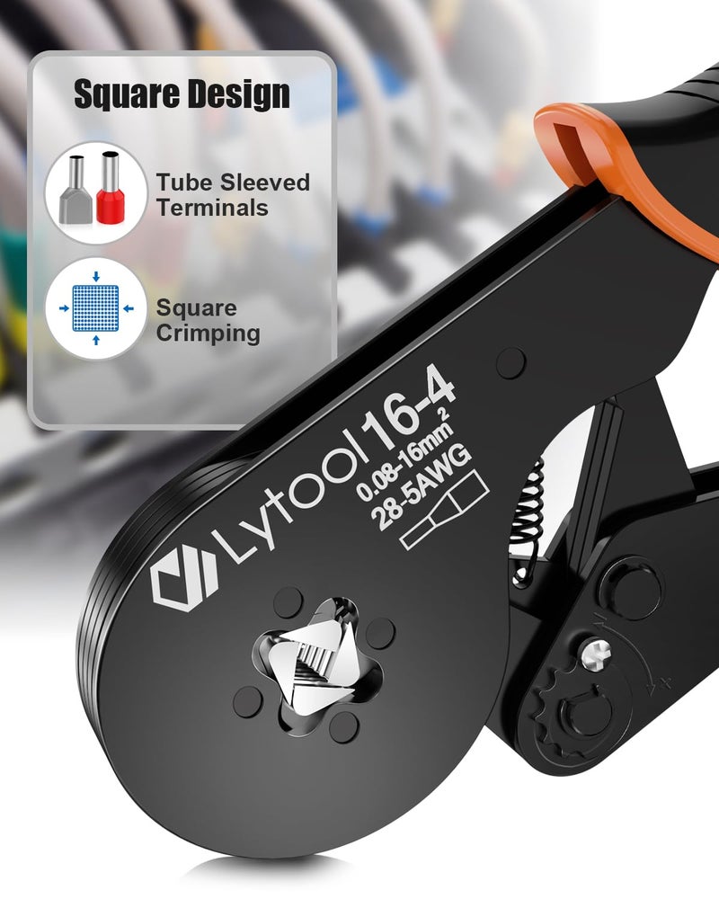 Lytool Ferrule Crimping Tool Kit, Lytool Wire Crimper Pliers (AWG 28-5/0.08-16mmÂ²), Wire Ferrule Kit with Square Ratchet Crimper and 1200PCS Ferrule Connectors Wire Ferrules Terminals Kit - Image 3