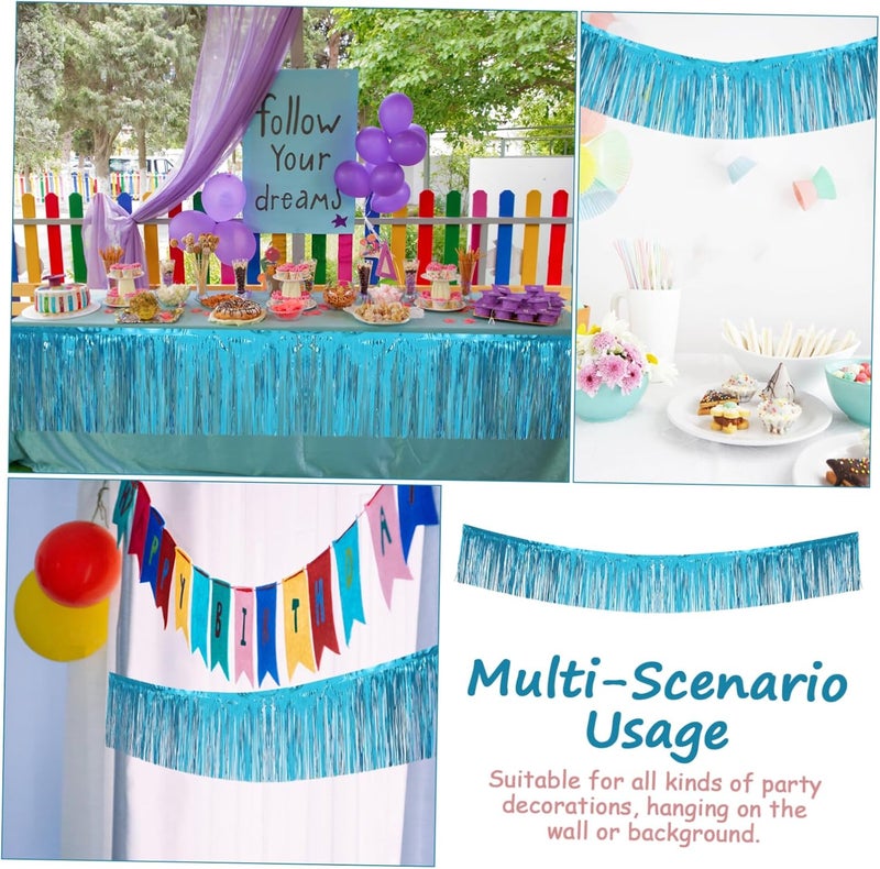 4Pcs Metallic Foil Fringe Table Skirts Tinsel Garland Decoration for Parties Weddings Events Easy Installation Vibrant Backdrop Tear Resistant Design - Image 3