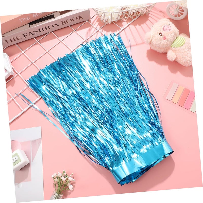 4Pcs Metallic Foil Fringe Table Skirts Tinsel Garland Decoration for Parties Weddings Events Easy Installation Vibrant Backdrop Tear Resistant Design - Image 4