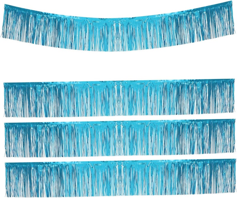 4Pcs Metallic Foil Fringe Table Skirts Tinsel Garland Decoration for Parties Weddings Events Easy Installation Vibrant Backdrop Tear Resistant Design - Image 1