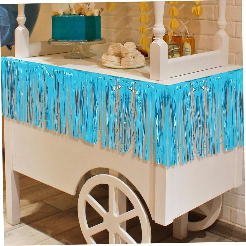 4Pcs Metallic Foil Fringe Table Skirts Tinsel Garland Decoration for Parties Weddings Events Easy Installation Vibrant Backdrop Tear Resistant Design - Image 5