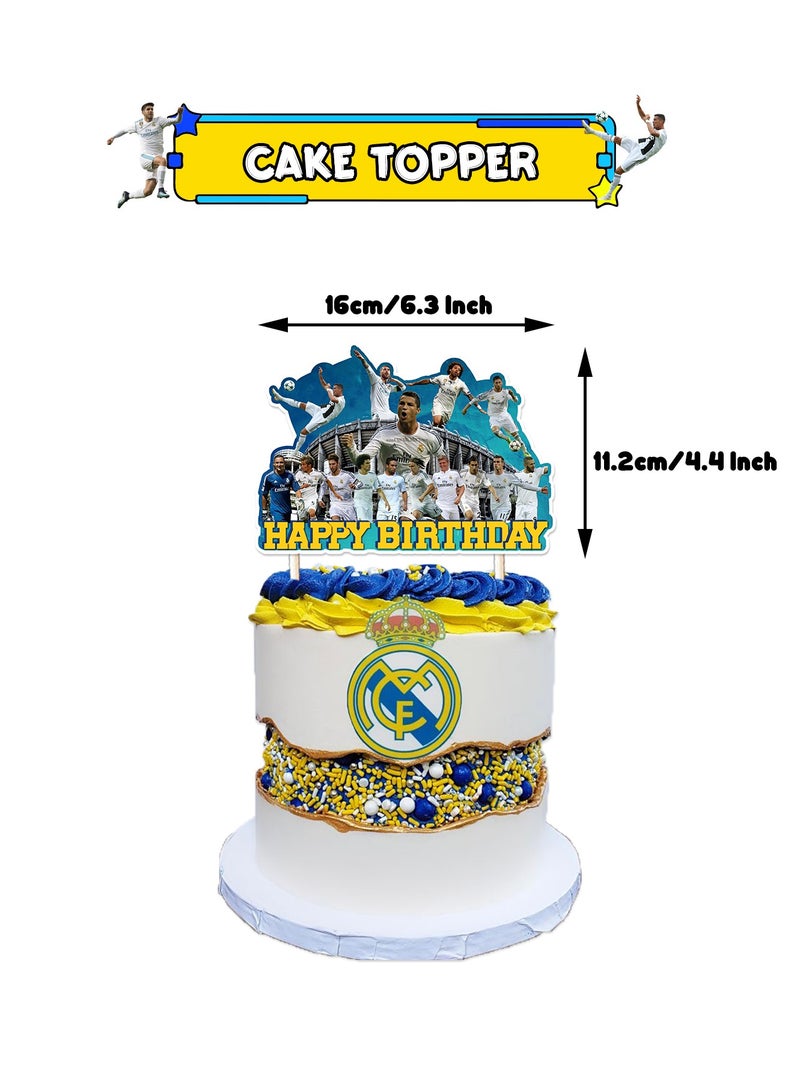 Real Madrid Theme Birthday Party Decoration Fan Boy Football Team Birthday Flag Cake Card Balloon Decoration