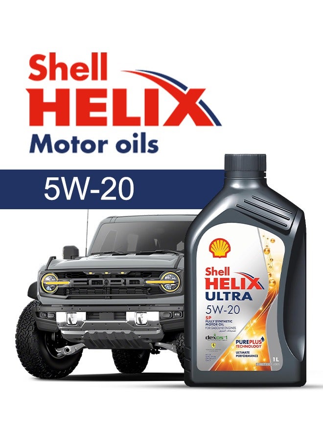شل زيت محرك سيارة فورد، برونكو 2024 - 2020 - لزوجة 5w20 شل هيلكس 5 لتر، مع فلتر زيت المحرك - 2020 2021 2022 2023 2024