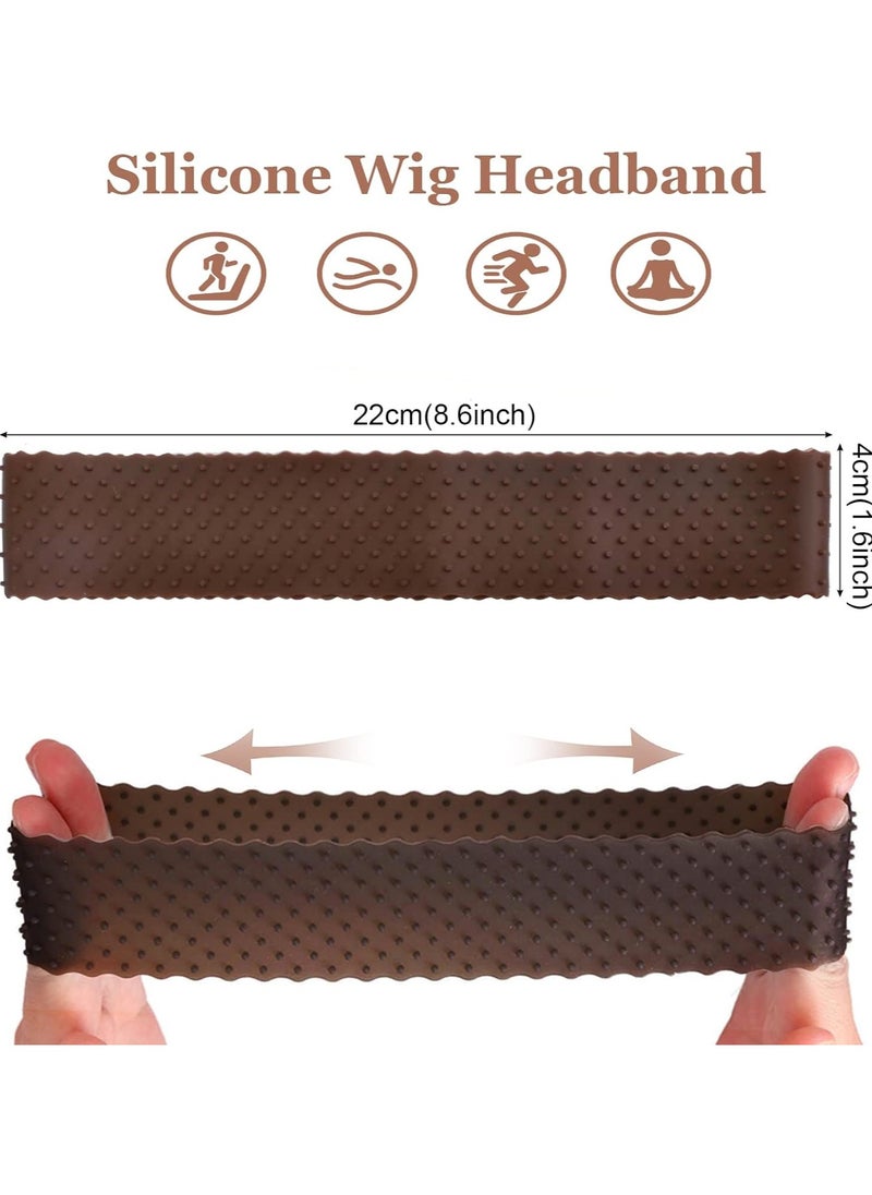 Estelle - Wig Grip Band Non-Slip Silicone Wig Headband for Women Adjustable Wig Fix Seamless Wig Band Elastic Wig Gripper Cap for Lace Wigs to Hold Wig (dark brown) - Image 1