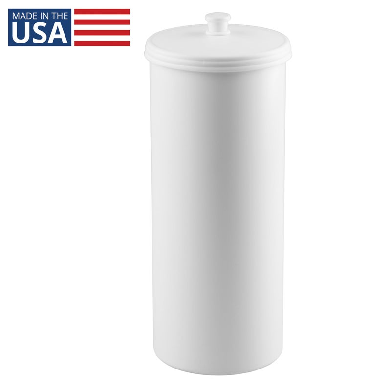 iDesign Freestanding Bathroom Toilet Paper Storage Holder with Lid for 3 Extra Rolls, White - Image 2